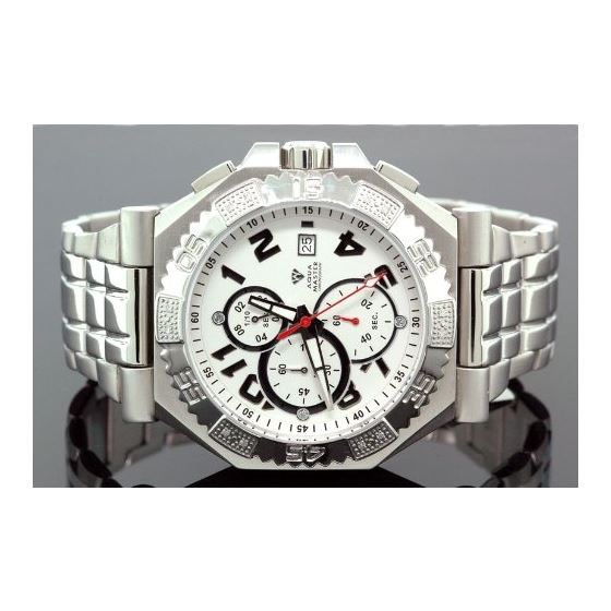Mens Swiss Made Sports Diamond Watch 0.12Ctw