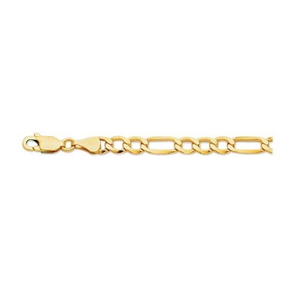 14K Yellow Gold 5.4mm wide Diamond Cut Alternate 3 1 Figaro Lite Chain with Lobster Clasp 1