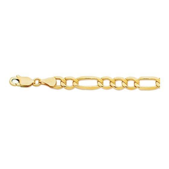 14K Yellow Gold 6.5mm wide Diamond Cut Alternate 3 1 Figaro Lite Chain with Lobster Clasp 1