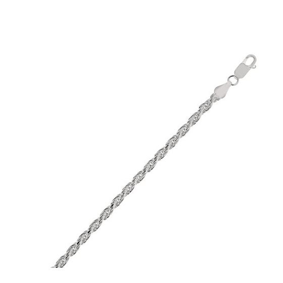 Sterling Silver 3.6 mm Wide Rope Chain 8 1/2 Inch Long