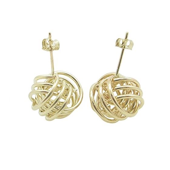Ladies 10K Solid Yellow Gold love knot earrings 2 12mm 1