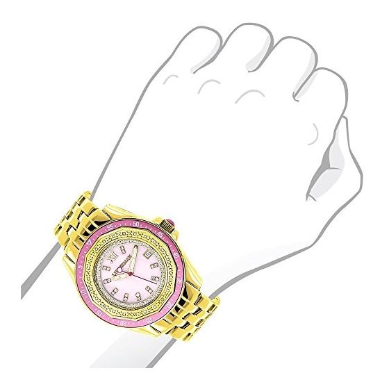 Real Diamond Watch For Women With Pink Bezel And-3