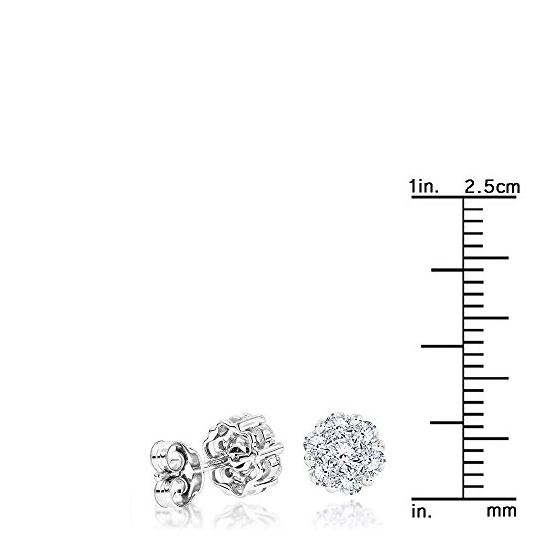 Ladies 14K Natural 1 Ctw Diamond Cluster Stud Ea-3