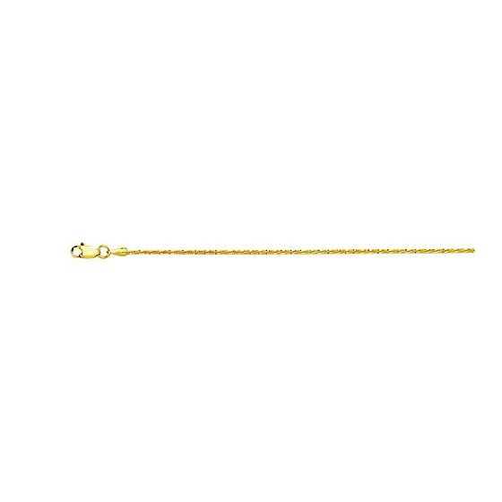 10K 18 inch long Yellow Gold 1.1mm wide Diamond Cut Sparkle Chain with Lobster Clasp FJ-020SC-18