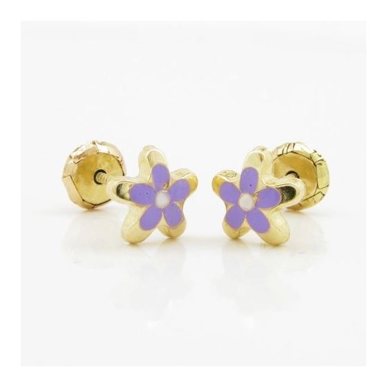 14K Yellow gold Flower stud earrings for Children/Kids web13 3