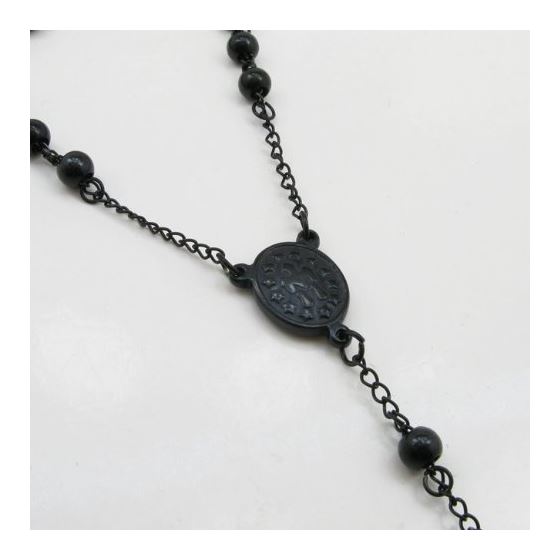 Mens Black Stainless Steel Rosary Necklace 28 An-3