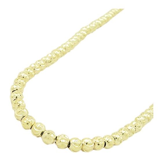 "Mens 10k Yellow Gold moon cut bead link chain ELNC65 24"" long and 5mm wide 1"