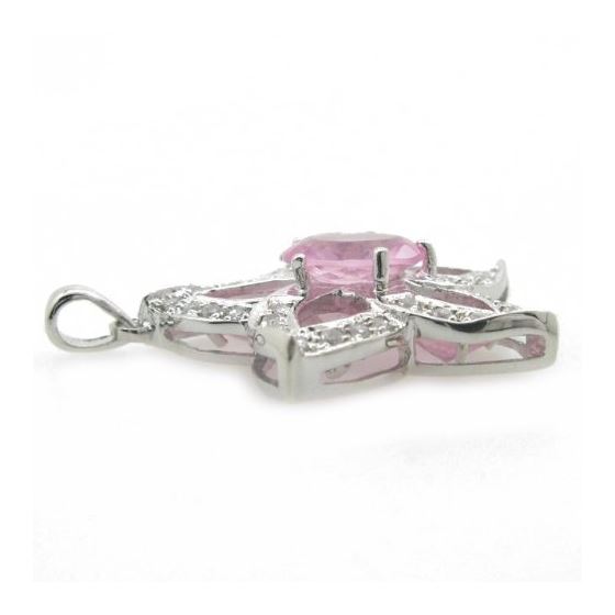 Ladies .925 Italian Sterling Silver Starfish Pendant with Pink Stone Length - 1.42in Width - 1.14in 