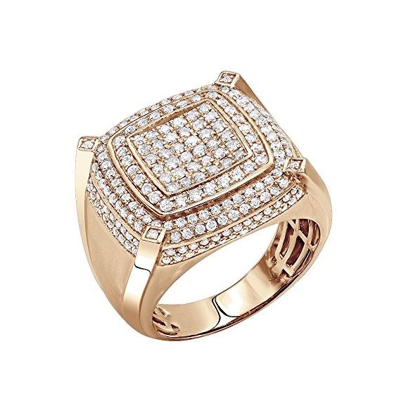 Mens Pinky Ring 10K Gold Diamond Ring 1.8Ctw (Rose