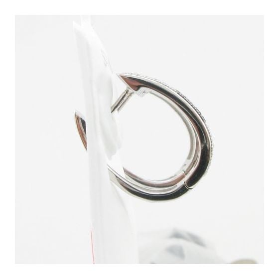 Womens .925 sterling silver White and black hoop earring 2mm thick and 4mm wide Size 3