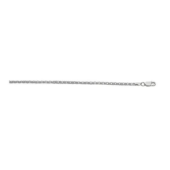 Silver with Rhodium Finish 2.2mm wide Diamond Cut Popcorn Chain with Lobster Clasp