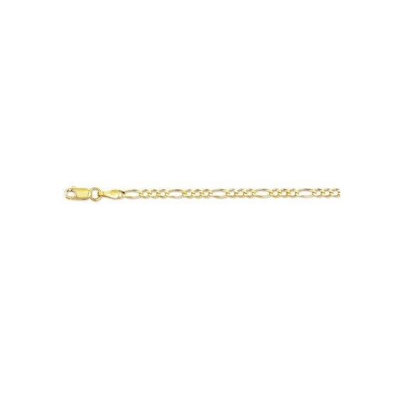 14K Yellow Gold 2.8mm wide Diamond Cut Alternate Classic Figaro Chain with Lobster Clasp