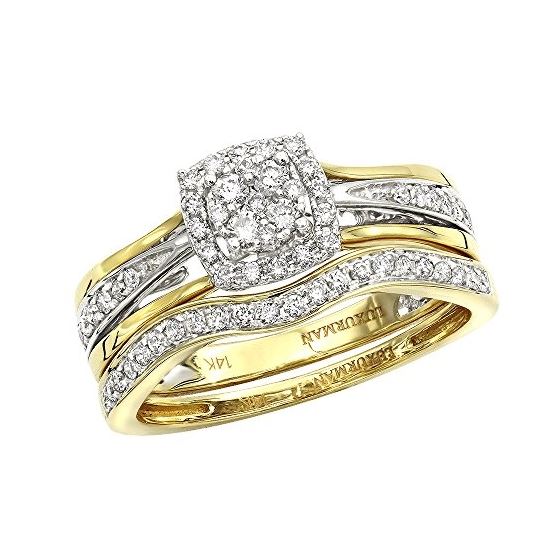 Affordable 14K Gold Diamond Engagement Ring Set We