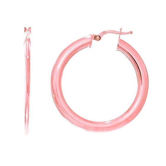 14K Pink Gold Ladies Hoop Earrings PER2955