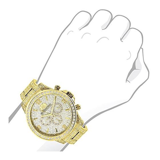 Iced Out Mens Diamond Watch 3Ct Yellow Gold Plat-3