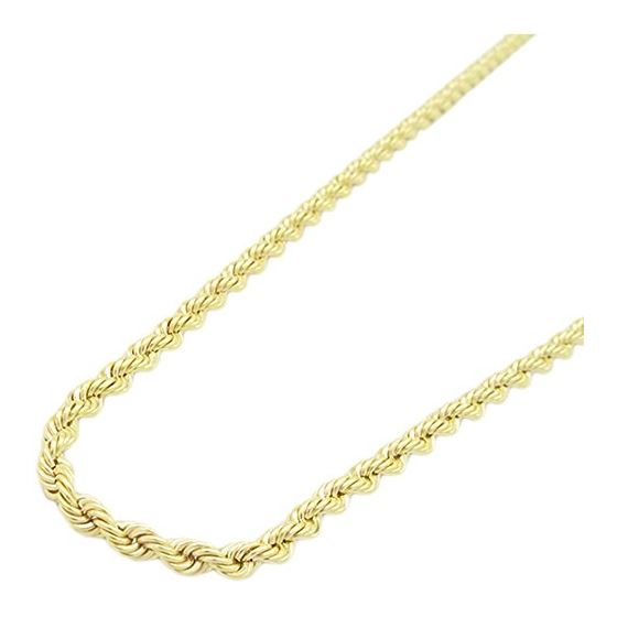 "Mens 10k Yellow Gold skinny rope chain ELNC33 16"" long and 2mm wide 1"