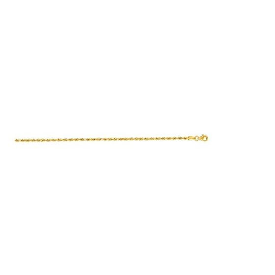 "14K Yellow Gold Solid Diamond Cut Rope Chain 7"" inches long x2.5mm wide"