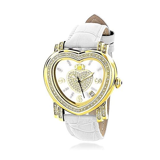 Ladies Heart Diamond Watch 0.30Ct Yellow