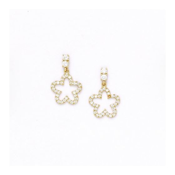 14K Yellow Gold star oval drop shap with cz earrings screw back Size: Actual Image