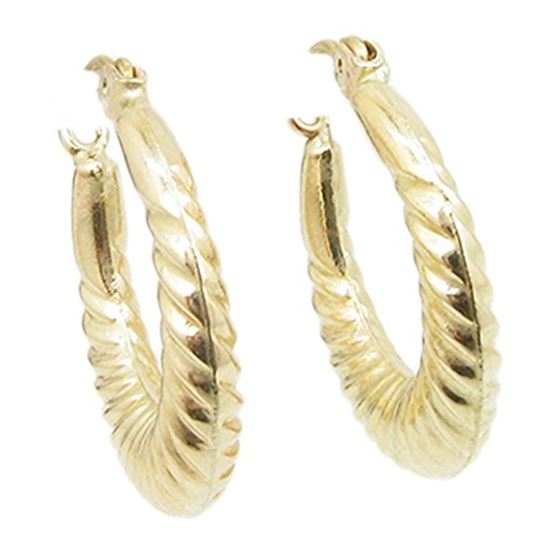10k Yellow Gold earrings Fancy puff bamboo gold earrings AGBE77 1