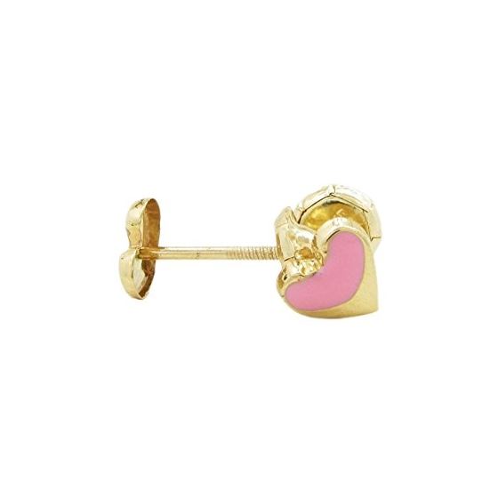14K Yellow gold Heart stud earrings for Children/Kids web107 1