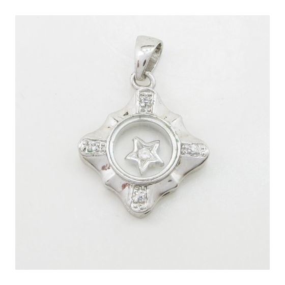 Women silver star cz pendant SB13 22mm tall and 17mm wide 3