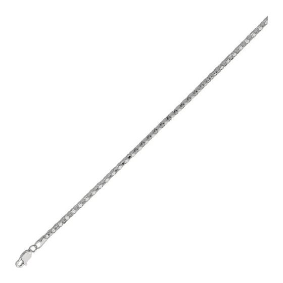 Sterling Silver 2.6 mm Wide Rhodium Popcorn Chain 18 Inch Long