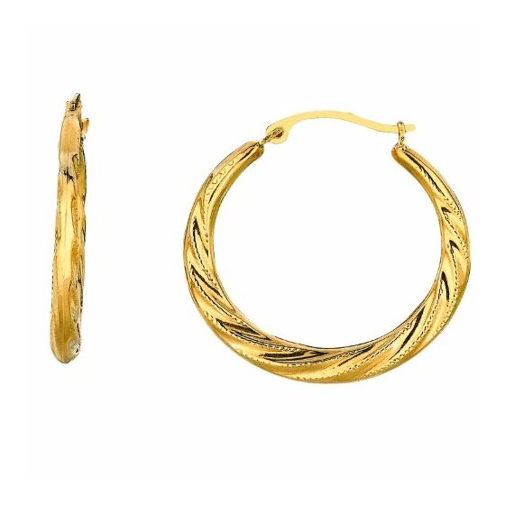 10K Yellow Gold Ladies Hoop Earrings 104ER