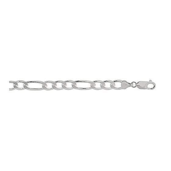 Sterling Silver 7.0 mm Wide Figaro Chain 30 Inch Long