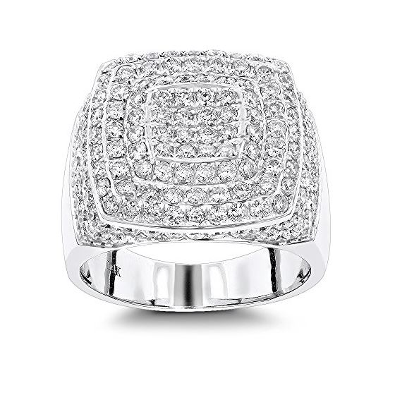 14K Gold Unique Mens Diamond Ring 3.5Ct Pave Set R