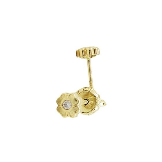 14K Yellow gold Flower cz stud earrings for Children/Kids web168 1