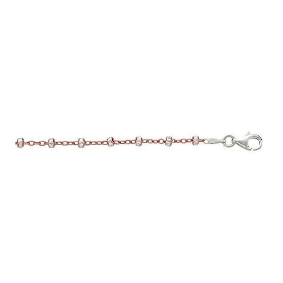 Silver with Rhodium Rose Finish Cable Type Twp Tone 1.72 mm Anklet