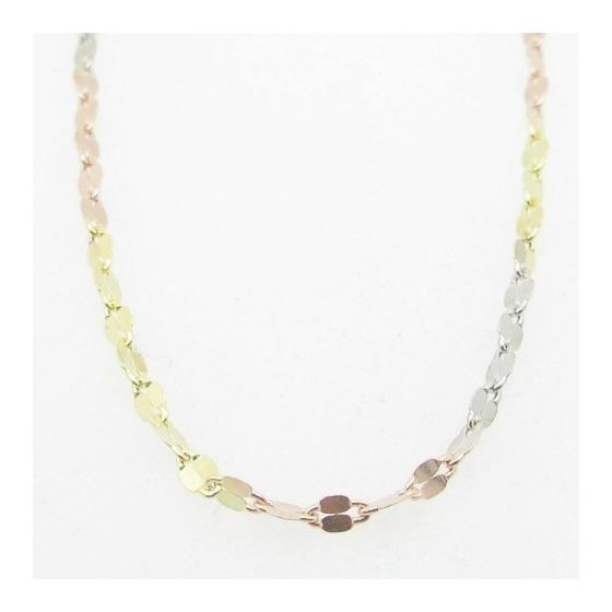 Ladies .925 Italian Sterling Silver Tri Color Twisted Mirror Link Chain Length - 18 inches Width - 1