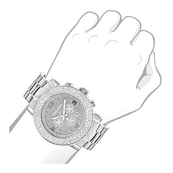 Iced Out Watches: Large Bezel Escalade Real Diamond Watch for Men 6.25ct 3