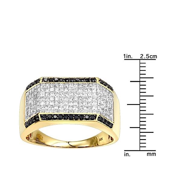 14K Black White Round Princess Cut Natural 2.2 C-3