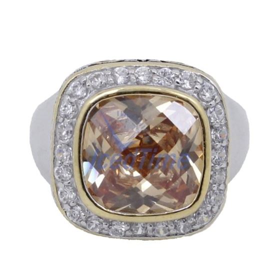 "Ladies .925 Italian Sterling Silver Spring citrine synthetic gemstone ring SAR17 6