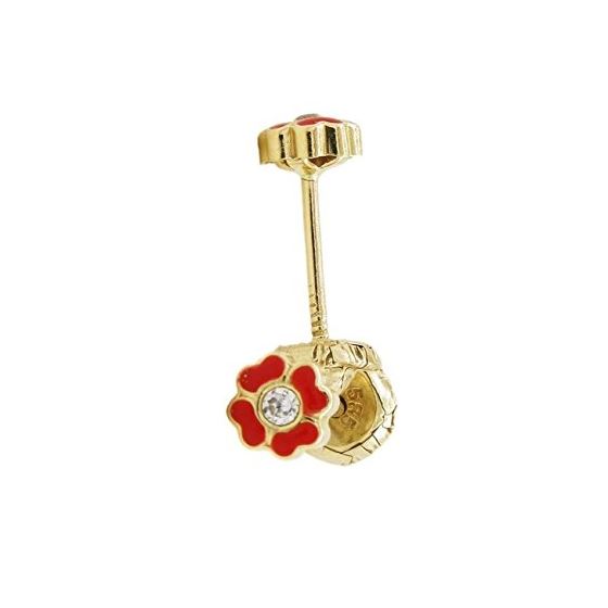 14K Yellow gold Flower cz stud earrings for Children/Kids web117 1