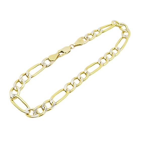 Mens 10k Yellow Gold diamond cut figaro cuban mariner link bracelet AGMBRP2 8 inches long and 6mm wi