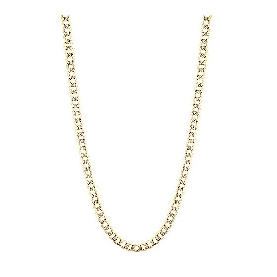 "10K Yellow Gold 7mm wide 24"" long diamond cut Curb Cuban Italy Chain Necklace with Lobster Clasp G