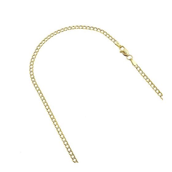 "10K Yellow Gold 4mm wide 24"" long diamond cut Curb Cuban Italy Chain Necklace with Lobster Clasp G