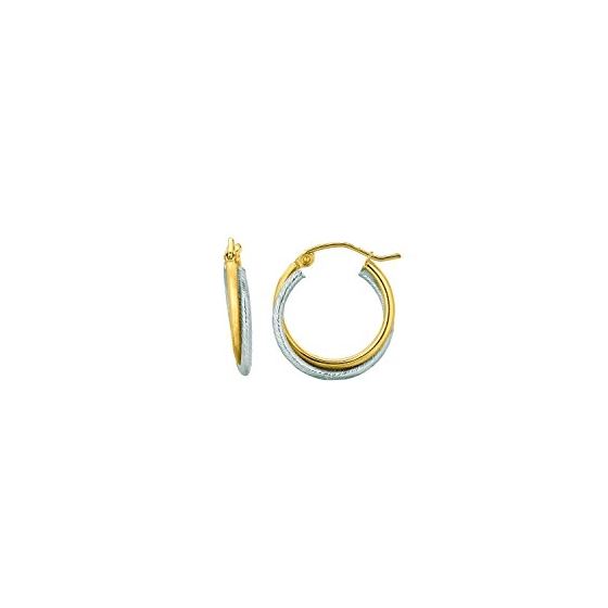 14K Yellow White Gold Ladies Hoop Earrings TER107