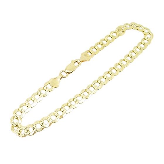 Mens 10k Yellow Gold diamond cut figaro cuban mariner link bracelet 8.5 inches long and 6mm wide 1