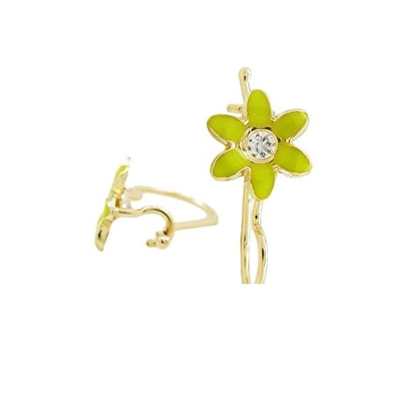 14K Yellow gold Flower cz hoop earrings for Children/Kids web47 1