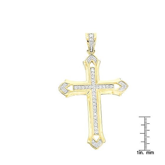 Mens Natural 2Ctw Diamond Cross Pendant 14K For-3