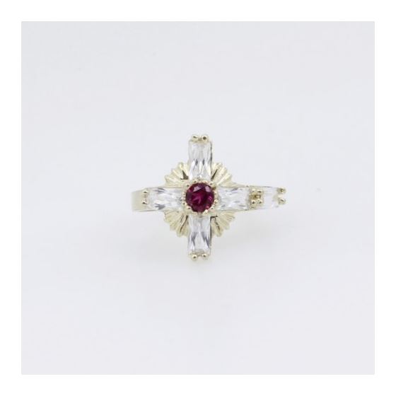 10k Yellow Gold Syntetic red gemstone ring ajr19 Size: 8 3