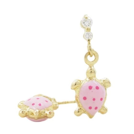 14K Yellow gold Tortoise cz chandelier earrings for Children/Kids web389 1