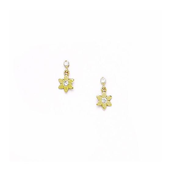 14K Yellow Gold star oval drop shap with cz earrings screw back Size: Actual Image