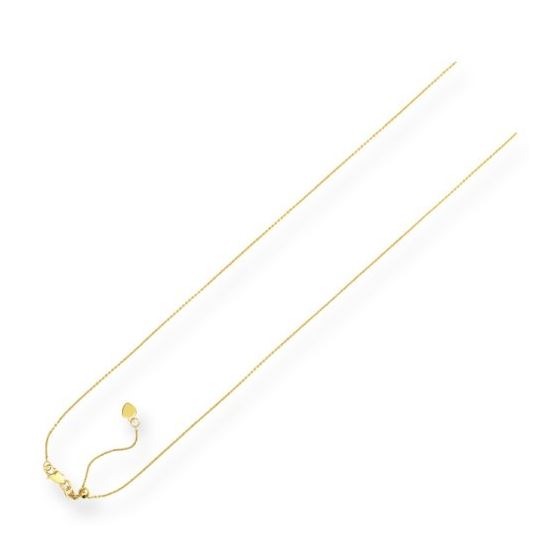 14K Yellow Gold .90mm wide Diamond Cut Adjustable Cable Chain with Lobster Clasp 1