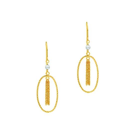 14K Yellow White Gold Ladies Drop Earrings ER3263