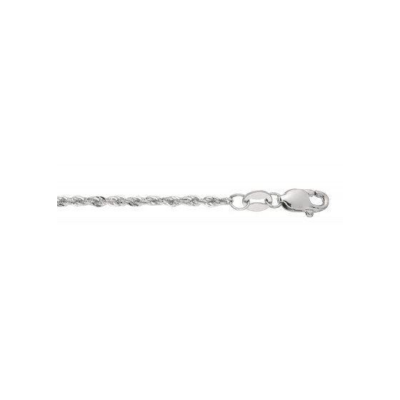 14K White Gold 1.5mm wide Diamond Cut Lite Rope Chain with Lobster Clasp 1